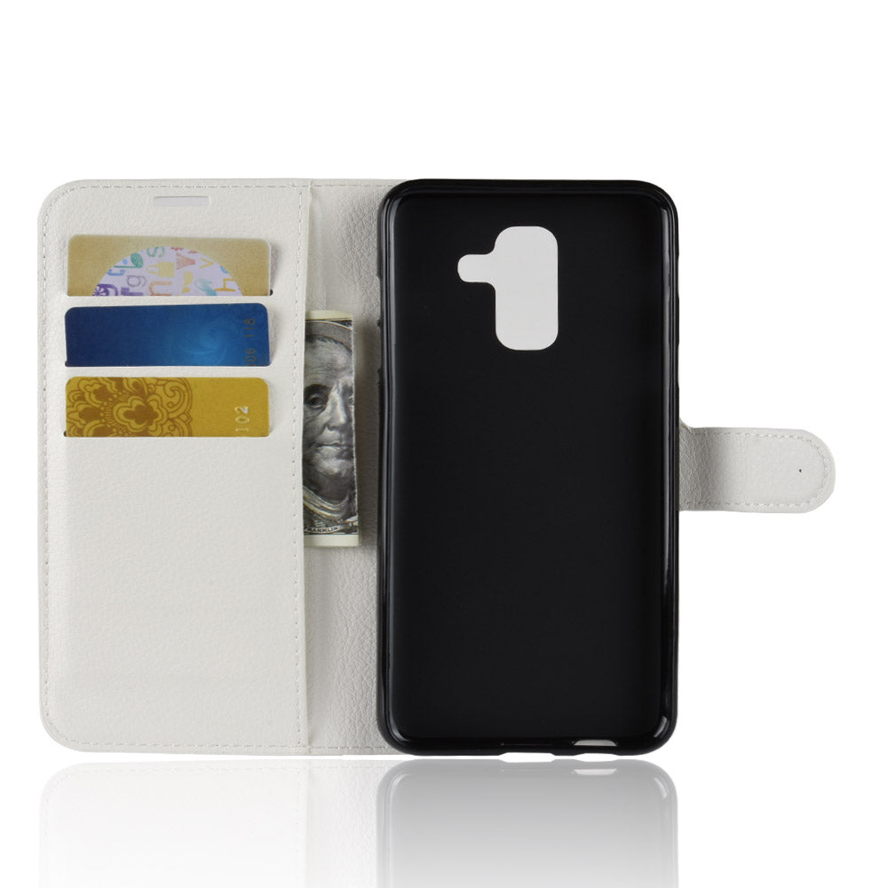Litchi Skin PU Leather Magnetic Wallet Stand Case for Samsung Galaxy A6+ (2018)