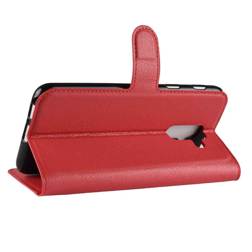 Litchi Skin PU Leather Magnetic Wallet Stand Case for Samsung Galaxy A6+ (2018)