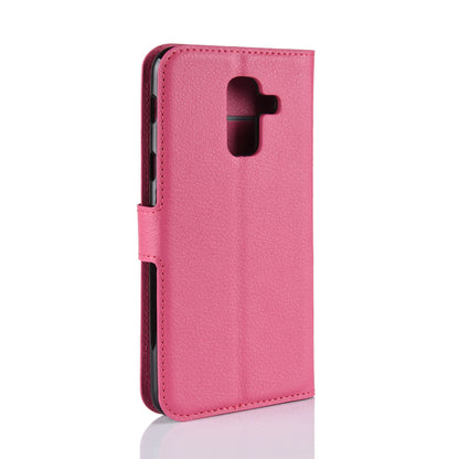 Litchi Skin PU Leather Magnetic Wallet Stand Case for Samsung Galaxy A6+ (2018)