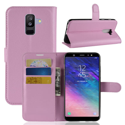 Litchi Skin PU Leather Magnetic Wallet Stand Case for Samsung Galaxy A6+ (2018)