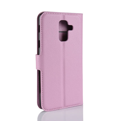 Litchi Skin PU Leather Magnetic Wallet Stand Case for Samsung Galaxy A6+ (2018)