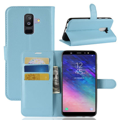 Litchi Skin PU Leather Magnetic Wallet Stand Case for Samsung Galaxy A6+ (2018)
