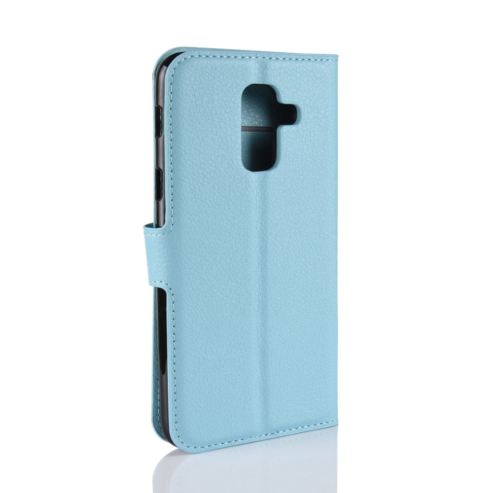 Litchi Skin PU Leather Magnetic Wallet Stand Case for Samsung Galaxy A6+ (2018)