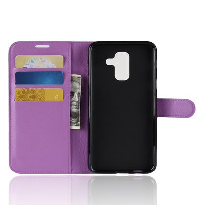 Litchi Skin PU Leather Magnetic Wallet Stand Case for Samsung Galaxy A6+ (2018)