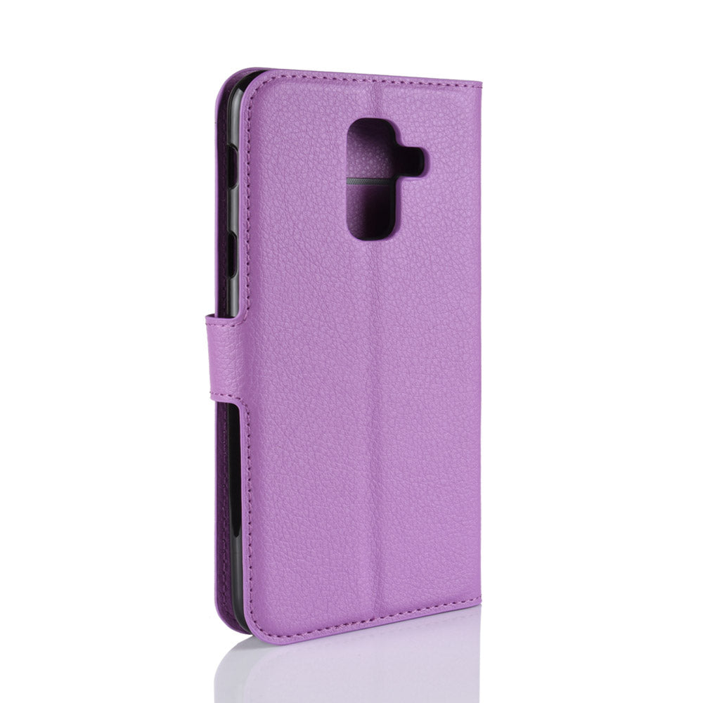 Litchi Skin PU Leather Magnetic Wallet Stand Case for Samsung Galaxy A6+ (2018)