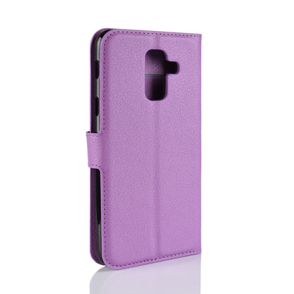 Litchi Skin PU Leather Magnetic Wallet Stand Case for Samsung Galaxy A6+ (2018)