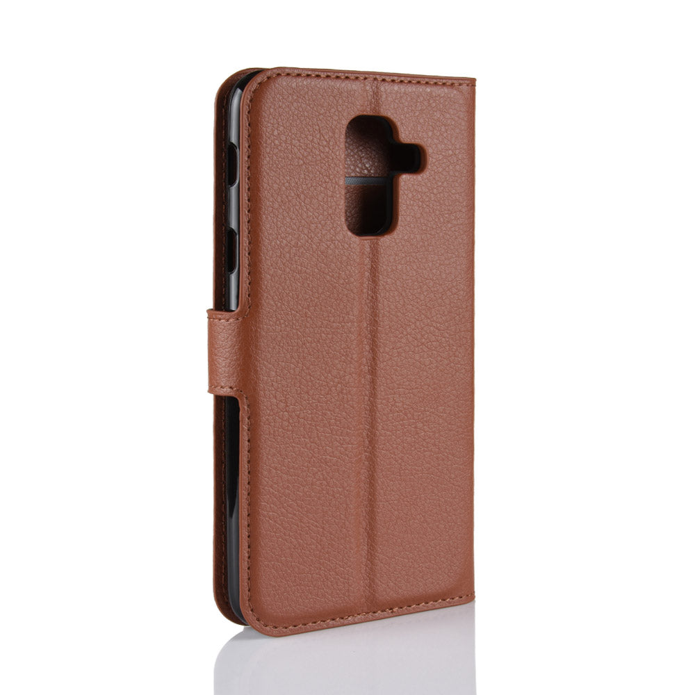 Litchi Skin PU Leather Magnetic Wallet Stand Case for Samsung Galaxy A6+ (2018)