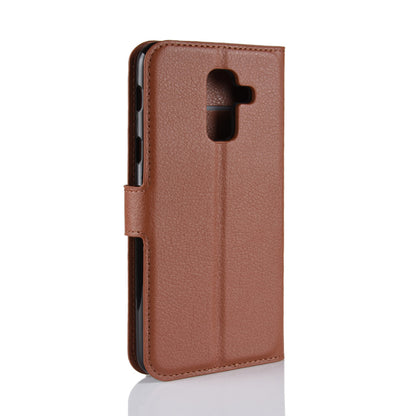 Litchi Skin PU Leather Magnetic Wallet Stand Case for Samsung Galaxy A6+ (2018)