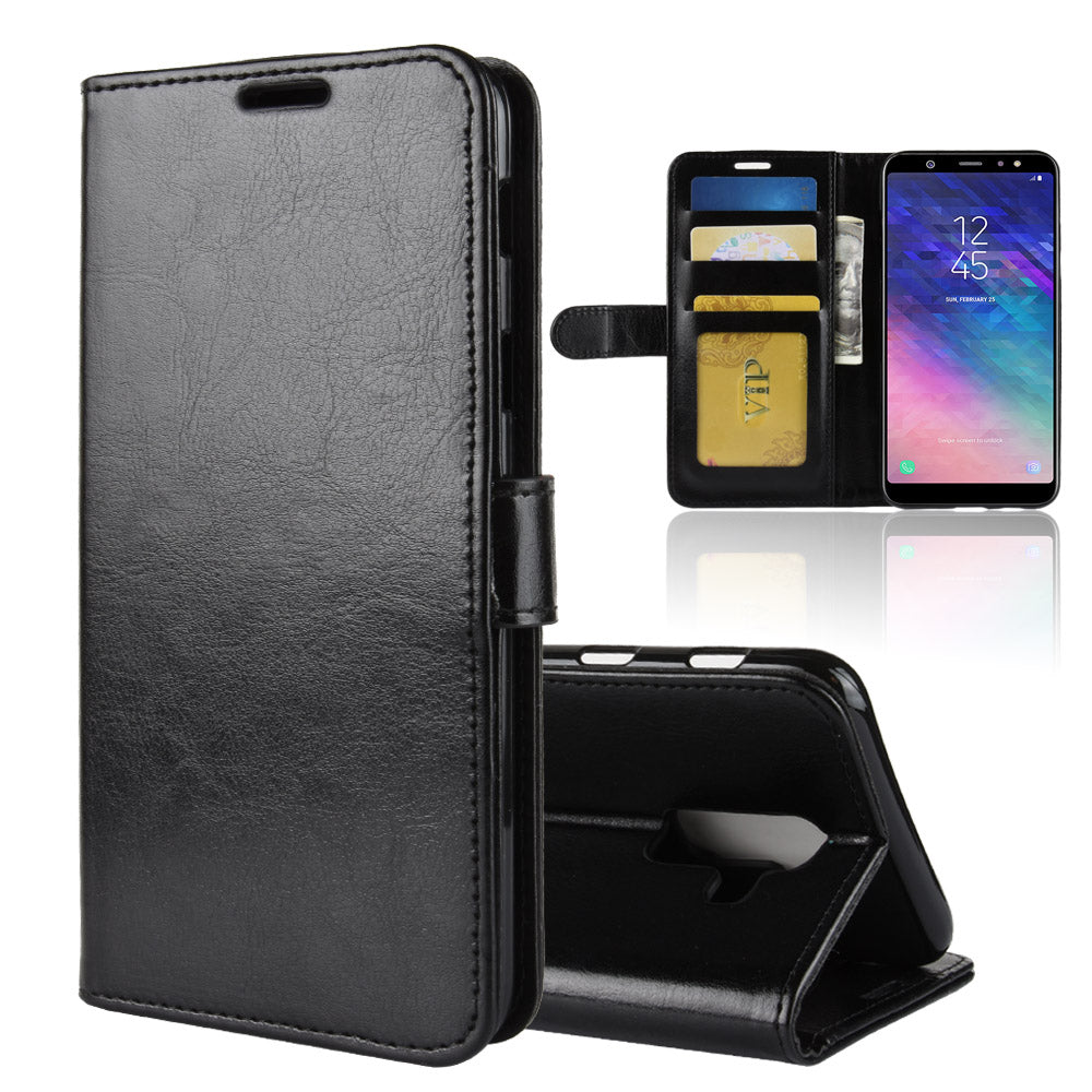 Crazy Horse PU Leather Wallet Phone Casing for Samsung Galaxy A6 Plus (2018) / A9 Star Lite