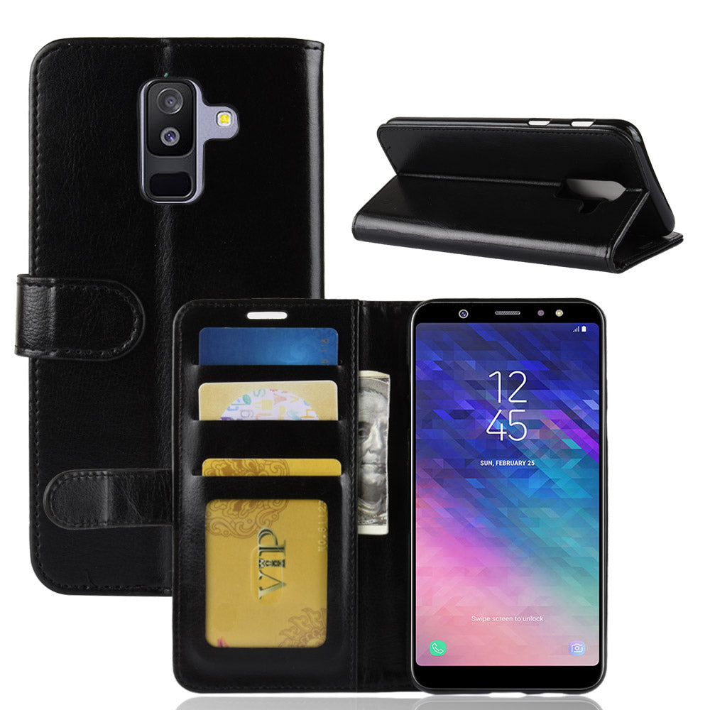 Crazy Horse PU Leather Wallet Phone Casing for Samsung Galaxy A6 Plus (2018) / A9 Star Lite
