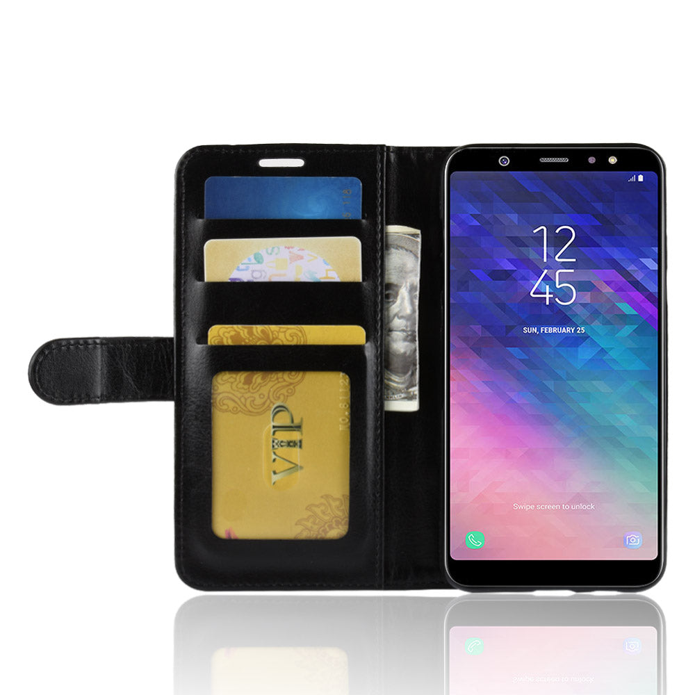 Crazy Horse PU Leather Wallet Phone Casing for Samsung Galaxy A6 Plus (2018) / A9 Star Lite