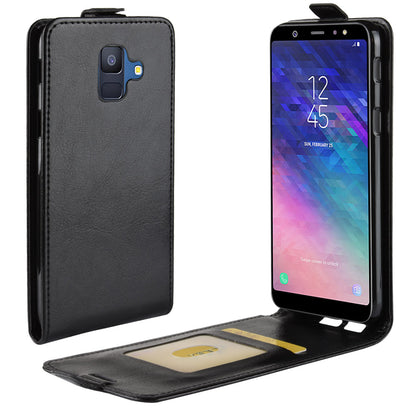 Crazy Horse Vertical Flip Card Holder Leather Case for Samsung Galaxy A6 (2018)