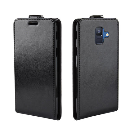 Crazy Horse Vertical Flip Card Holder Leather Case for Samsung Galaxy A6 (2018)