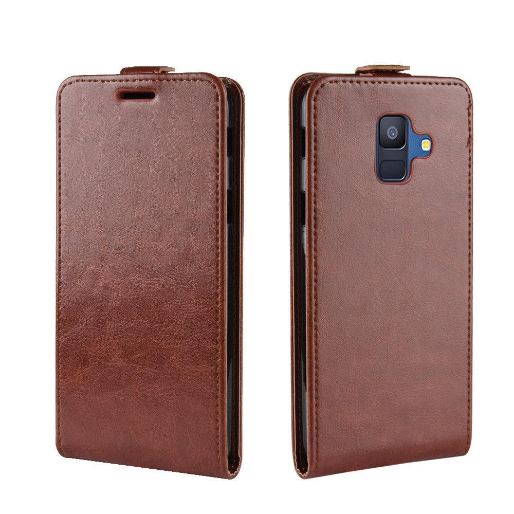 Crazy Horse Vertical Flip Card Holder Leather Case for Samsung Galaxy A6 (2018)