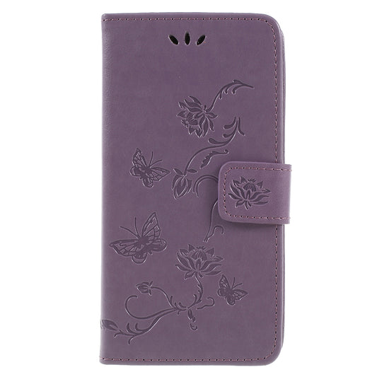 For Samsung Galaxy J6 (2018) Imprint Butterfly Flower Wallet Stand Leather Case Accessory