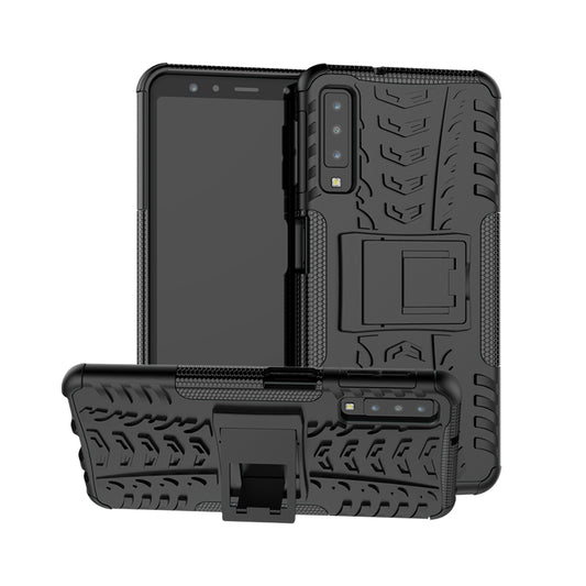 2-in-1 Tyre Pattern PC + TPU Hybrid Case with Kickstand for Samsung Galaxy A7 (2018) A750