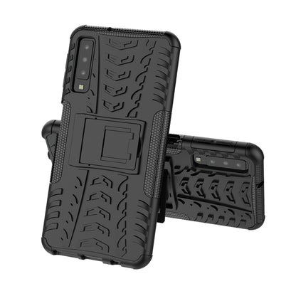 2-in-1 Tyre Pattern PC + TPU Hybrid Case with Kickstand for Samsung Galaxy A7 (2018) A750