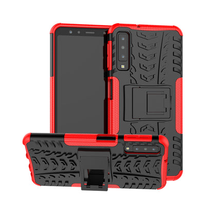 2-in-1 Tyre Pattern PC + TPU Hybrid Case with Kickstand for Samsung Galaxy A7 (2018) A750