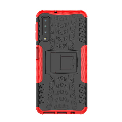 2-in-1 Tyre Pattern PC + TPU Hybrid Case with Kickstand for Samsung Galaxy A7 (2018) A750
