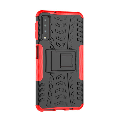 2-in-1 Tyre Pattern PC + TPU Hybrid Case with Kickstand for Samsung Galaxy A7 (2018) A750