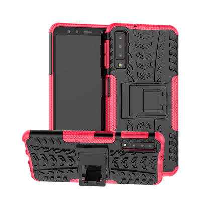 2-in-1 Tyre Pattern PC + TPU Hybrid Case with Kickstand for Samsung Galaxy A7 (2018) A750