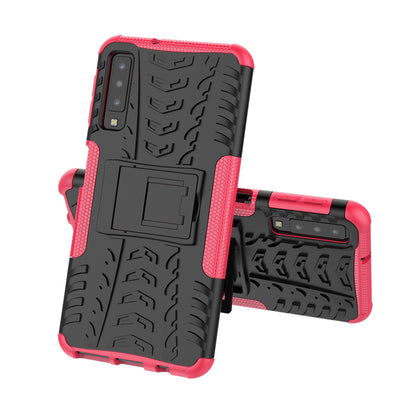 2-in-1 Tyre Pattern PC + TPU Hybrid Case with Kickstand for Samsung Galaxy A7 (2018) A750
