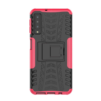 2-in-1 Tyre Pattern PC + TPU Hybrid Case with Kickstand for Samsung Galaxy A7 (2018) A750