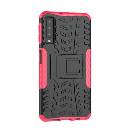 2-in-1 Tyre Pattern PC + TPU Hybrid Case with Kickstand for Samsung Galaxy A7 (2018) A750
