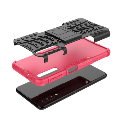2-in-1 Tyre Pattern PC + TPU Hybrid Case with Kickstand for Samsung Galaxy A7 (2018) A750