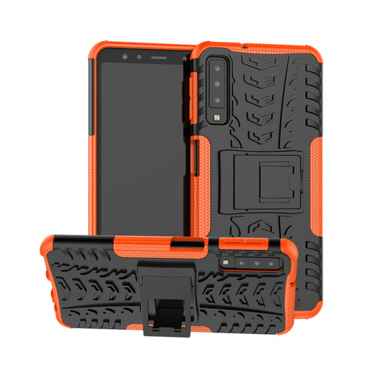 2-in-1 Tyre Pattern PC + TPU Hybrid Case with Kickstand for Samsung Galaxy A7 (2018) A750