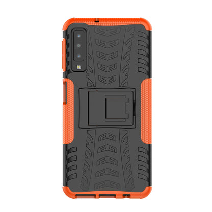 2-in-1 Tyre Pattern PC + TPU Hybrid Case with Kickstand for Samsung Galaxy A7 (2018) A750