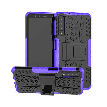 2-in-1 Tyre Pattern PC + TPU Hybrid Case with Kickstand for Samsung Galaxy A7 (2018) A750
