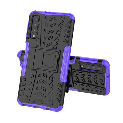 2-in-1 Tyre Pattern PC + TPU Hybrid Case with Kickstand for Samsung Galaxy A7 (2018) A750
