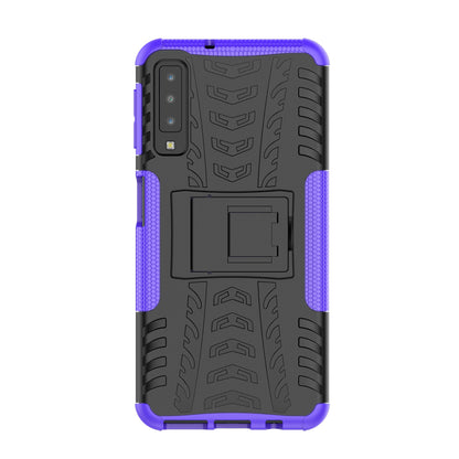 2-in-1 Tyre Pattern PC + TPU Hybrid Case with Kickstand for Samsung Galaxy A7 (2018) A750
