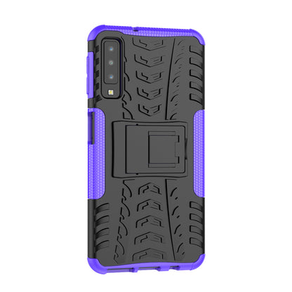 2-in-1 Tyre Pattern PC + TPU Hybrid Case with Kickstand for Samsung Galaxy A7 (2018) A750