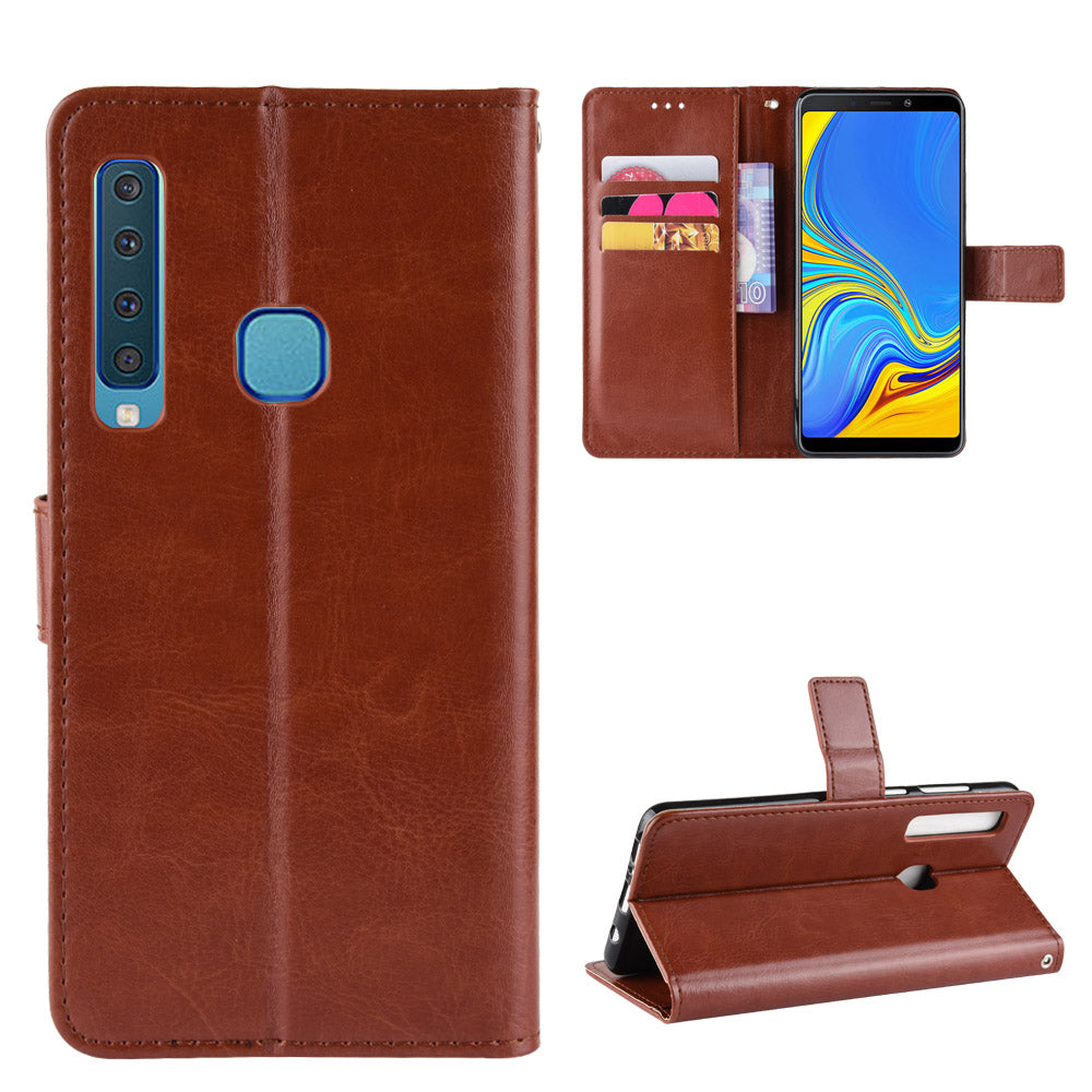 Crazy Horse Leather Wallet Case Phone Cover for Samsung Galaxy A9 (2018) / A9 Star Pro / A9s
