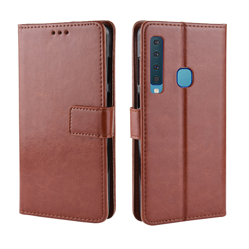 Crazy Horse Leather Wallet Case Phone Cover for Samsung Galaxy A9 (2018) / A9 Star Pro / A9s