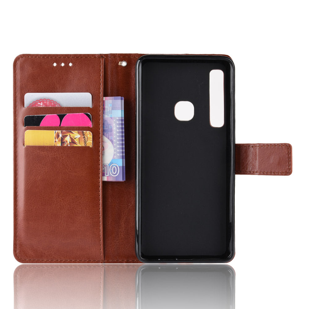 Crazy Horse Leather Wallet Case Phone Cover for Samsung Galaxy A9 (2018) / A9 Star Pro / A9s