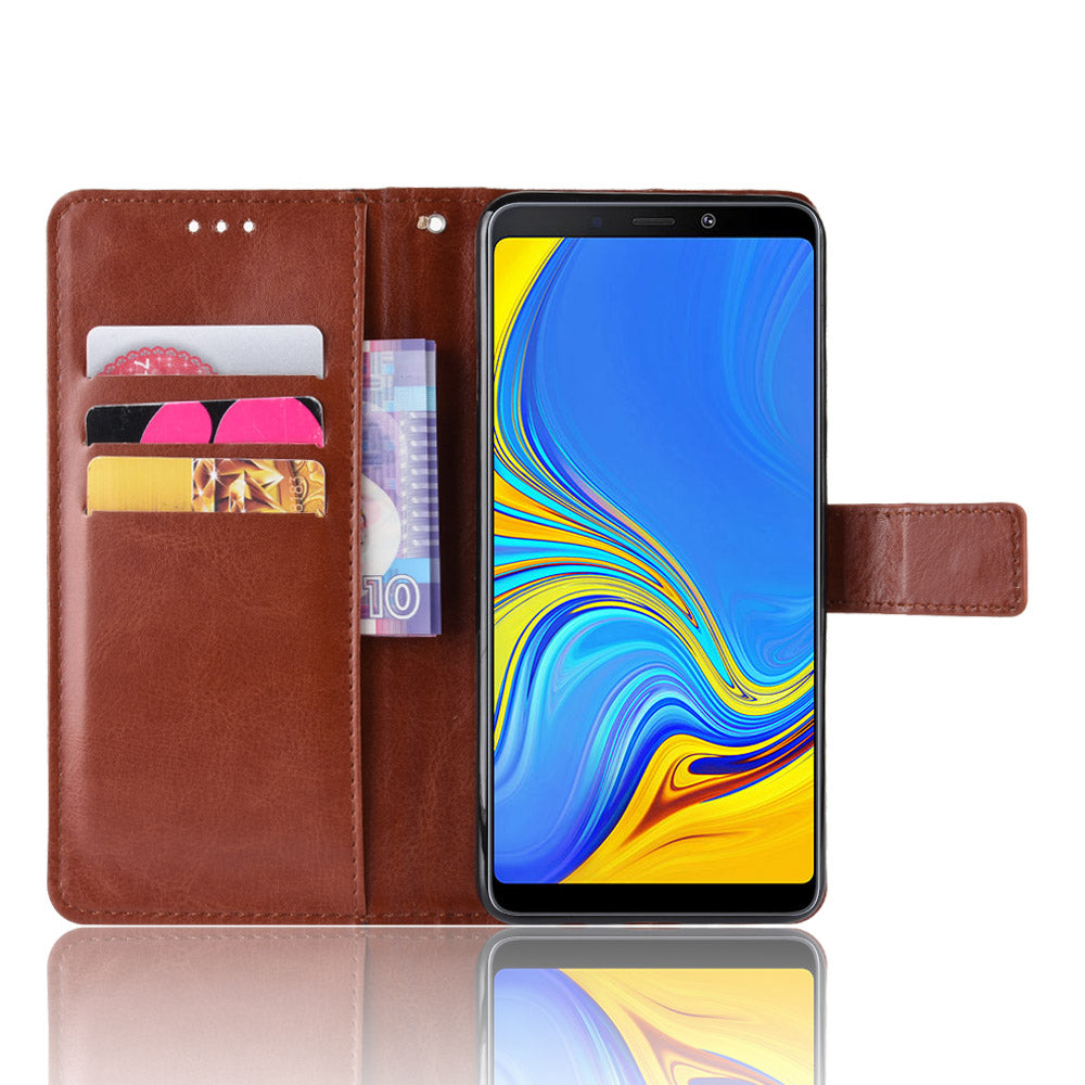 Crazy Horse Leather Wallet Case Phone Cover for Samsung Galaxy A9 (2018) / A9 Star Pro / A9s
