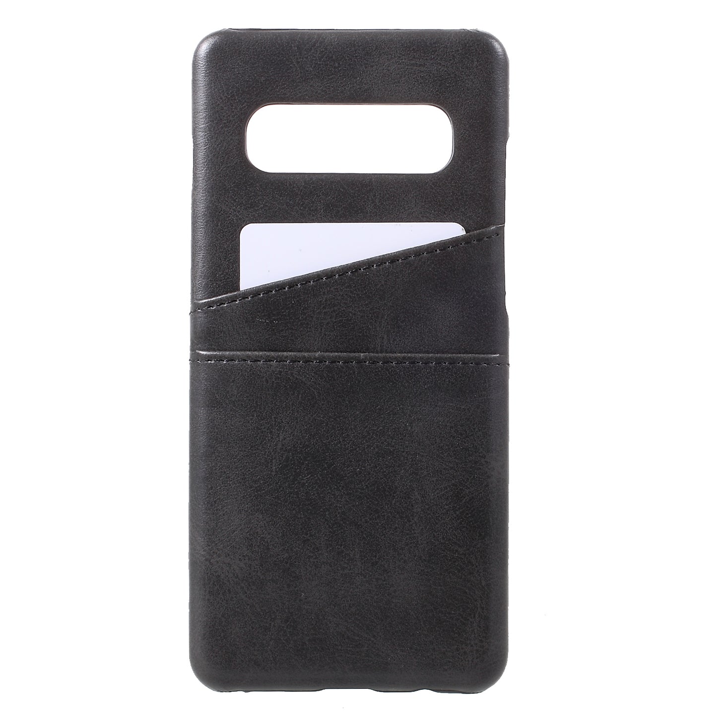 For Samsung Galaxy S10 PU Leather Coated PC Hard Cover with 2 Card Slots