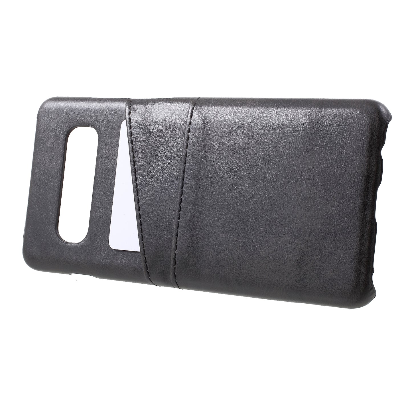 For Samsung Galaxy S10 PU Leather Coated PC Hard Cover with 2 Card Slots