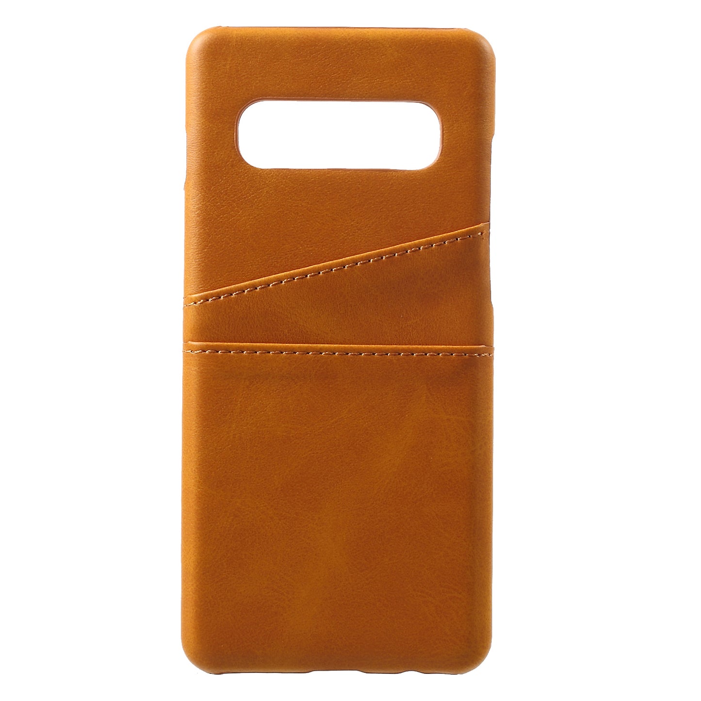 For Samsung Galaxy S10 PU Leather Coated PC Hard Cover with 2 Card Slots