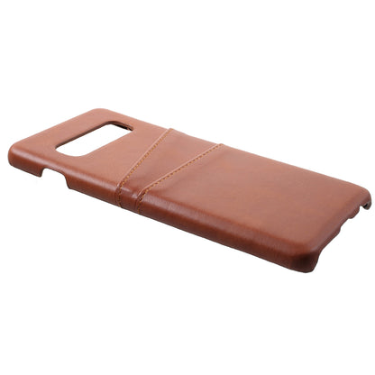 For Samsung Galaxy S10 PU Leather Coated PC Hard Cover with 2 Card Slots