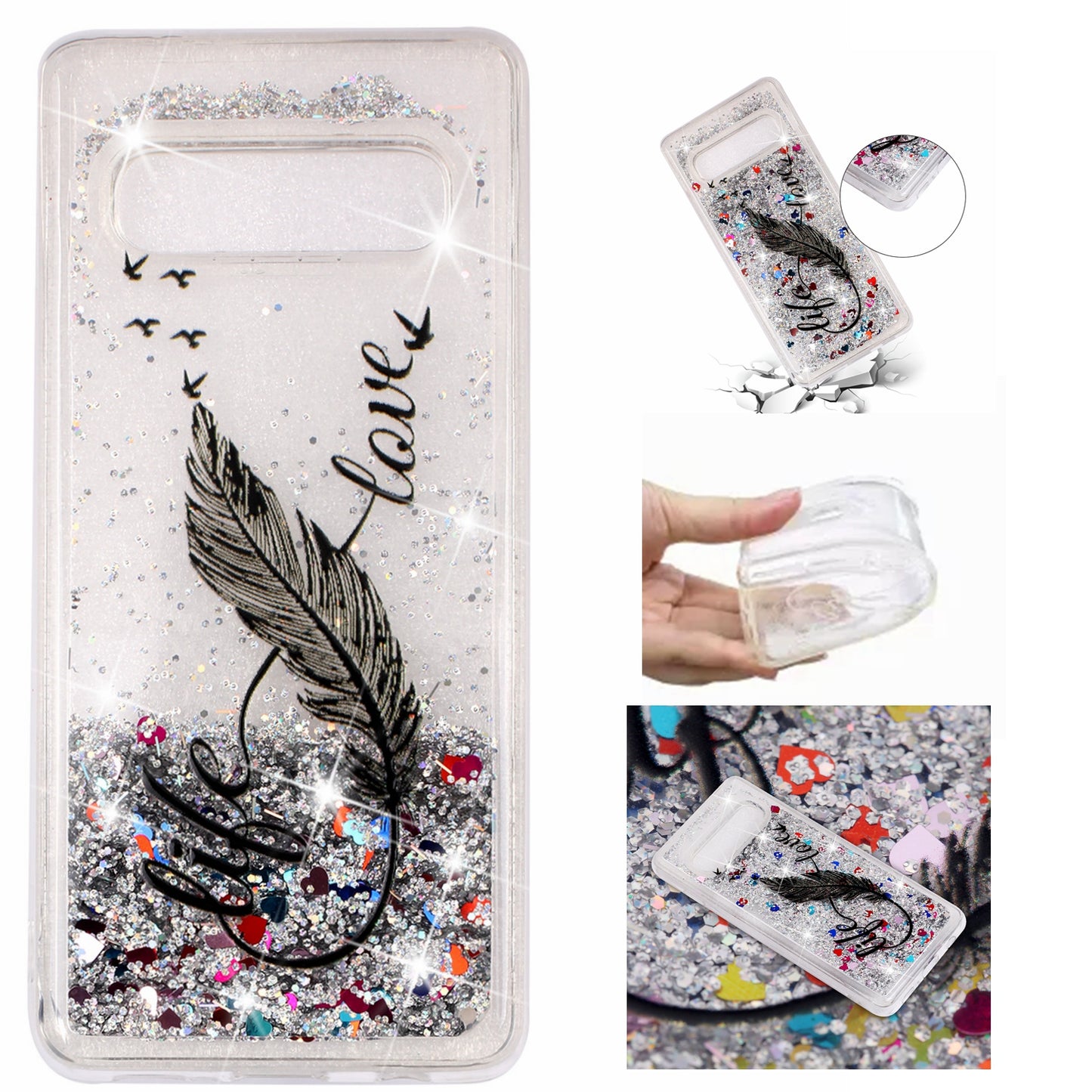 Dynamic Glitter Powder Sequins Patterned TPU Case for Samsung Galaxy S10