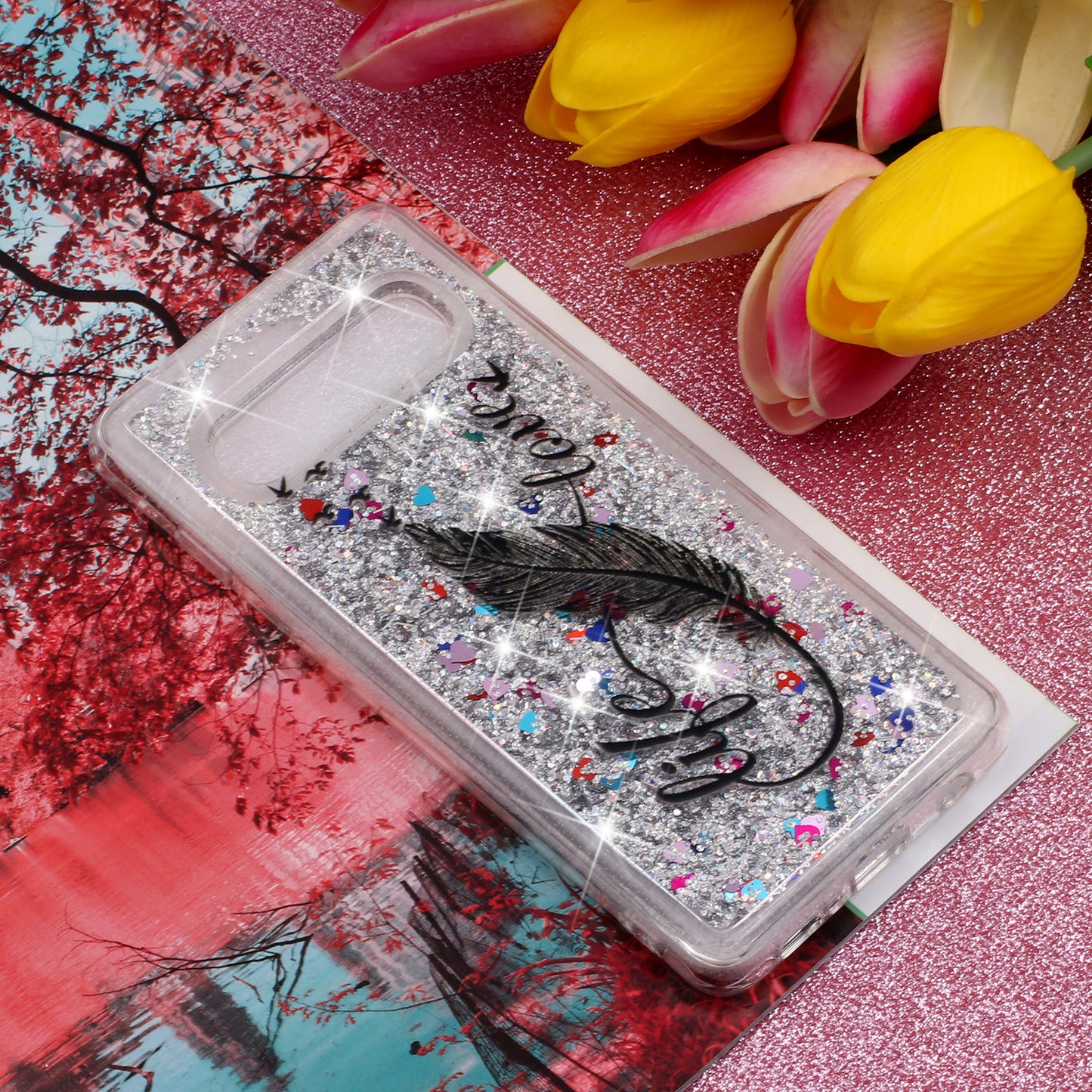 Dynamic Glitter Powder Sequins Patterned TPU Case for Samsung Galaxy S10