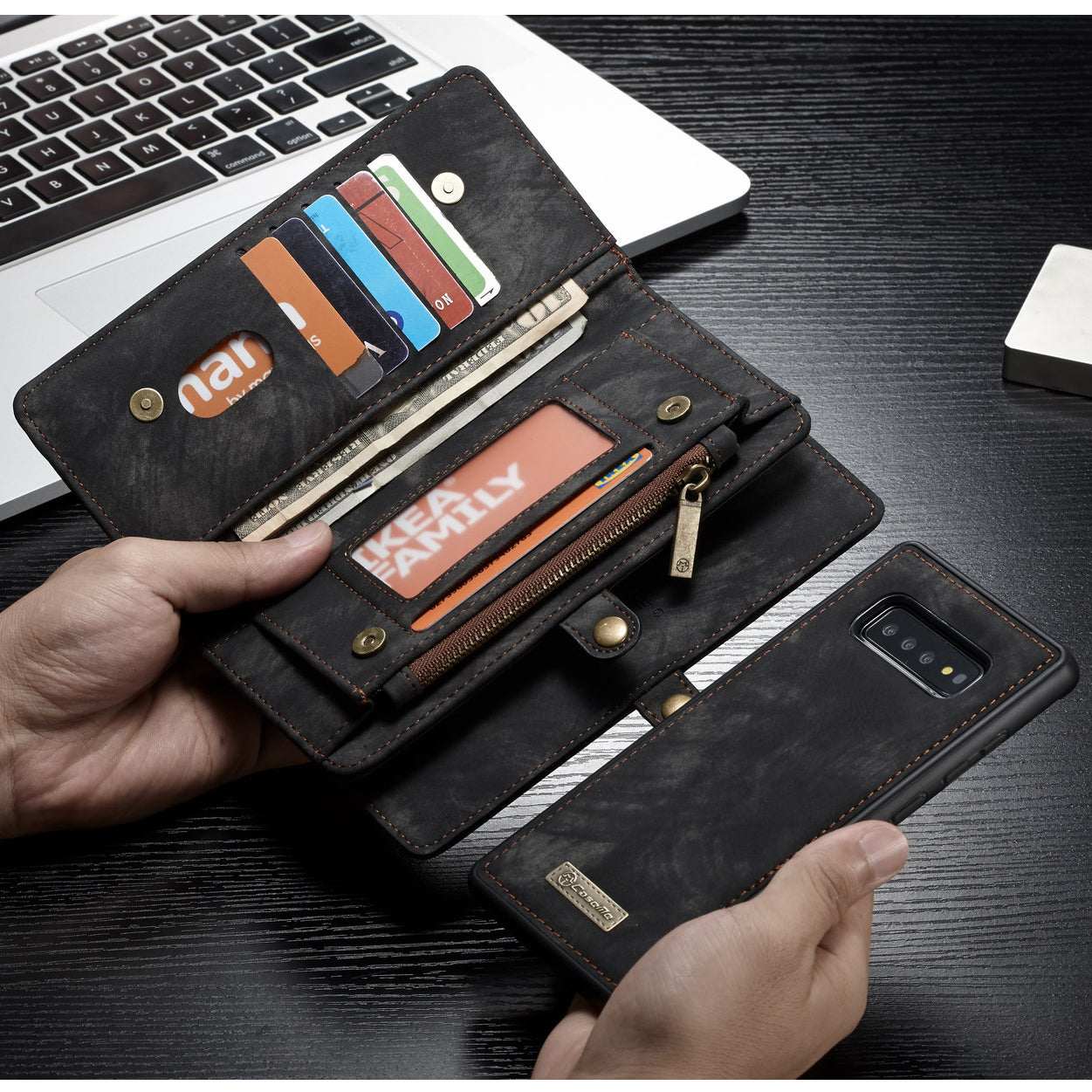 CASEME 008 Series for Samsung Galaxy S10 Plus Detachable 2-in-1 Multi-functional Wallet Split Leather Case