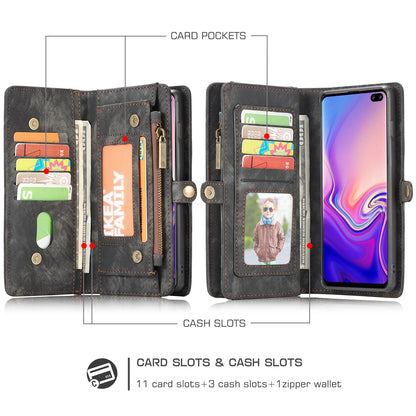 CASEME 008 Series for Samsung Galaxy S10 Plus Detachable 2-in-1 Multi-functional Wallet Split Leather Case
