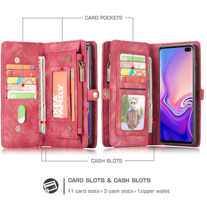 CASEME 008 Series for Samsung Galaxy S10 Plus Detachable 2-in-1 Multi-functional Wallet Split Leather Case