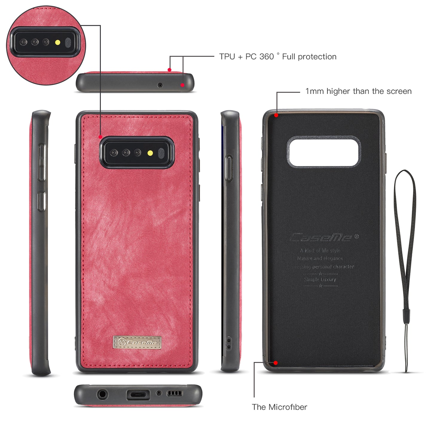CASEME 008 Series for Samsung Galaxy S10 Plus Detachable 2-in-1 Multi-functional Wallet Split Leather Case