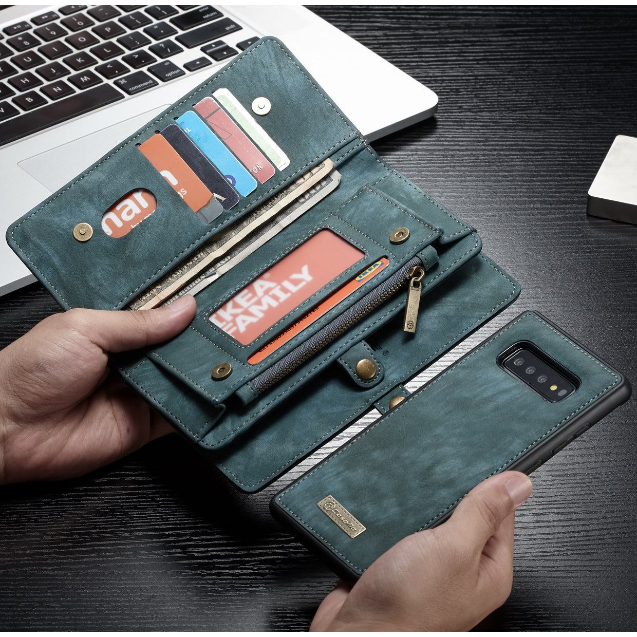 CASEME 008 Series for Samsung Galaxy S10 Plus Detachable 2-in-1 Multi-functional Wallet Split Leather Case